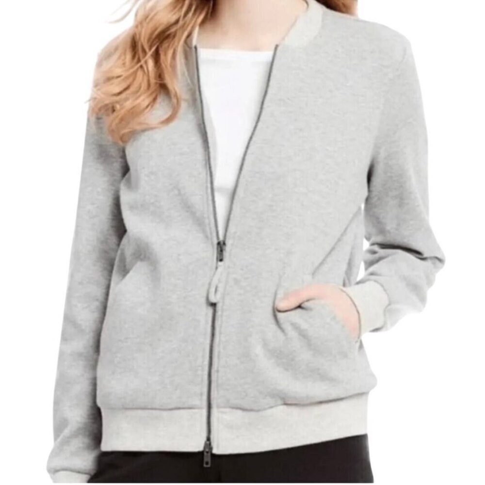 Eileen Fisher Organic Cotton Knit 2-way Zip Bomber Jacket XL